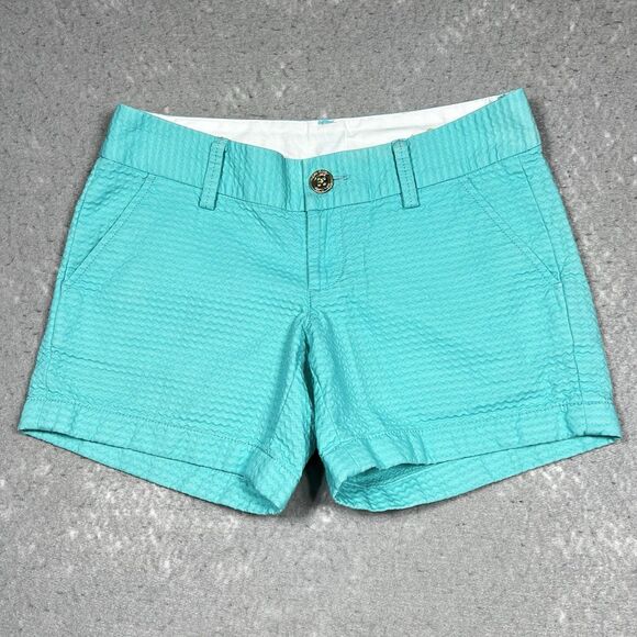 Lilly Pulitzer Shorts Womens Size 00 Aqua Blue Callahan Shorts Pockets Inseam 5” - Picture 1 of 13